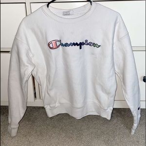 white champion crew neck x soul cycle